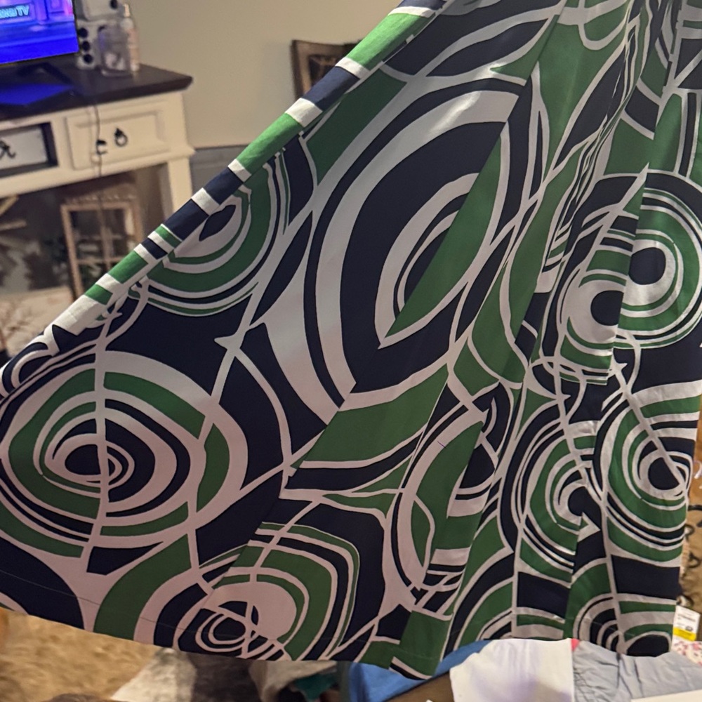 Merona Green and Navy Blue Swirl Midi Dress - Picture 6 of 9